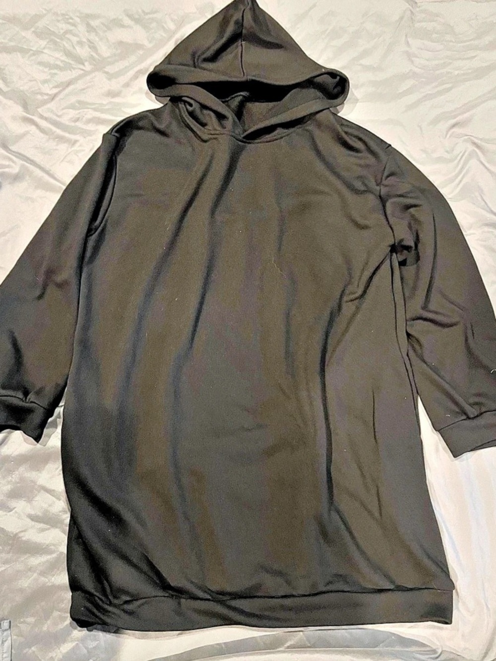 SHEIN EZwear Solid Drawstring Hooded Sweatshirt Dress EZwear Hooded Sweatshirt